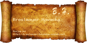 Breslmayer Havaska névjegykártya